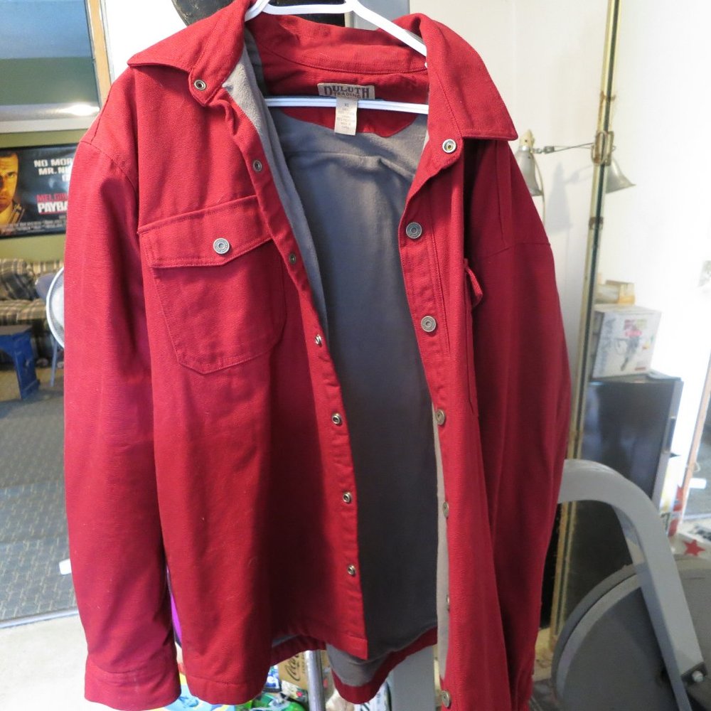 Duluth Trading fleece lined firehose canvas shirt mens xl  red